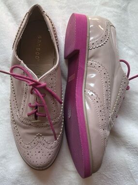 BAMBOO Pink Oxfords with Fuchsia Sole